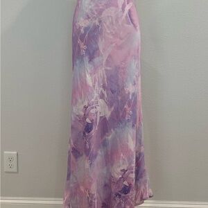 Anthropologie Pastel Lavender & Pink Watercolor Maxi Skirt